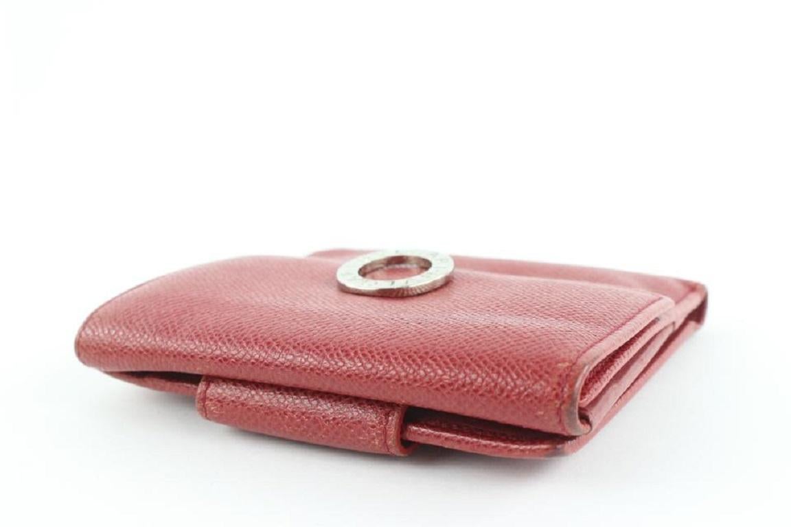 Women's BVLGARI Red Leather Compact Flap Wallet 675bvl318 For Sale