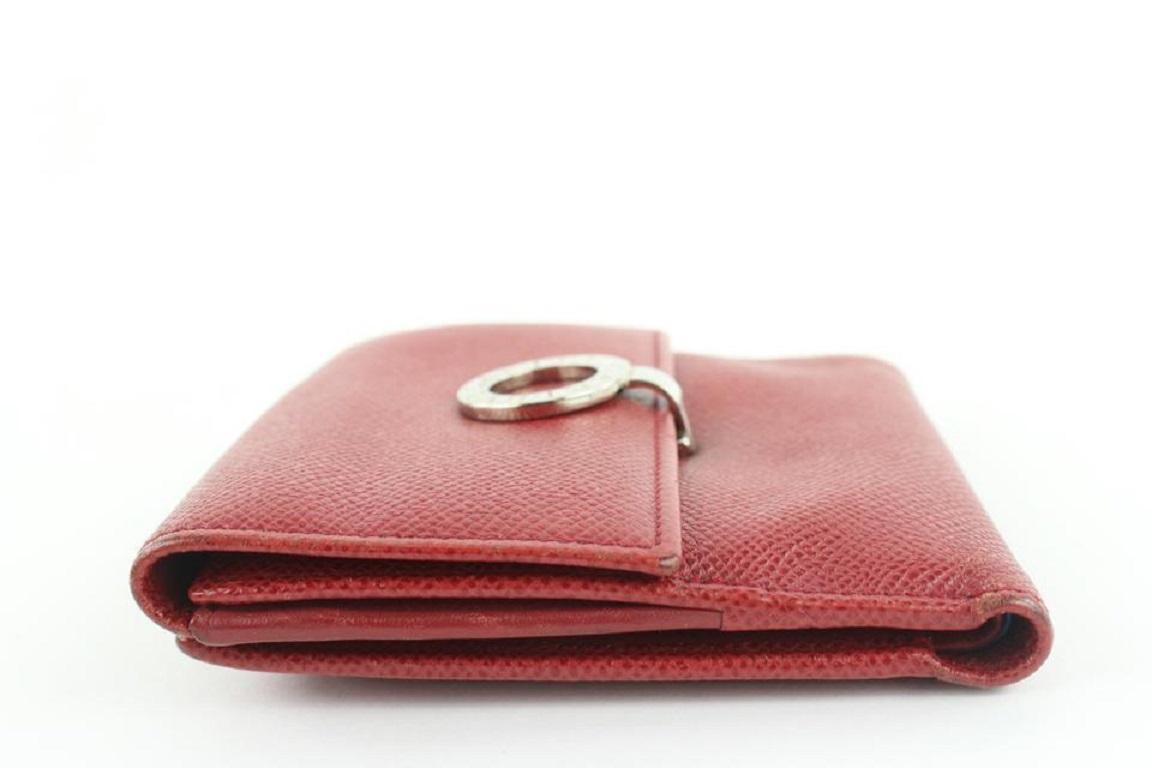 BVLGARI Red Leather Compact Flap Wallet 675bvl318 For Sale 2