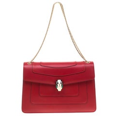 Bvlgari Red Leather Medium Serpenti Forever Shoulder Bag For Sale at ...
