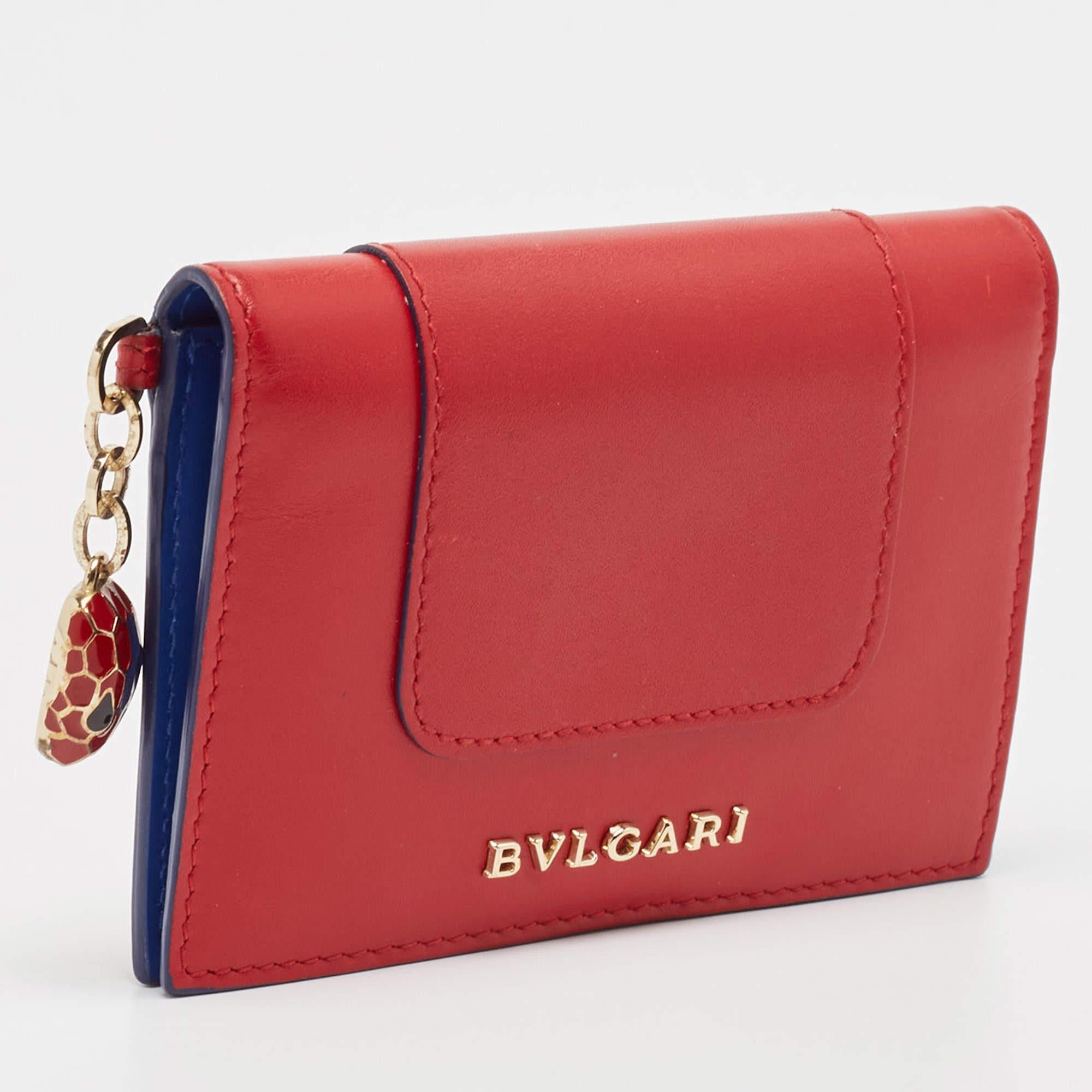 Women's Bvlgari Red Leather Serpenti Forever Bifold Card Case