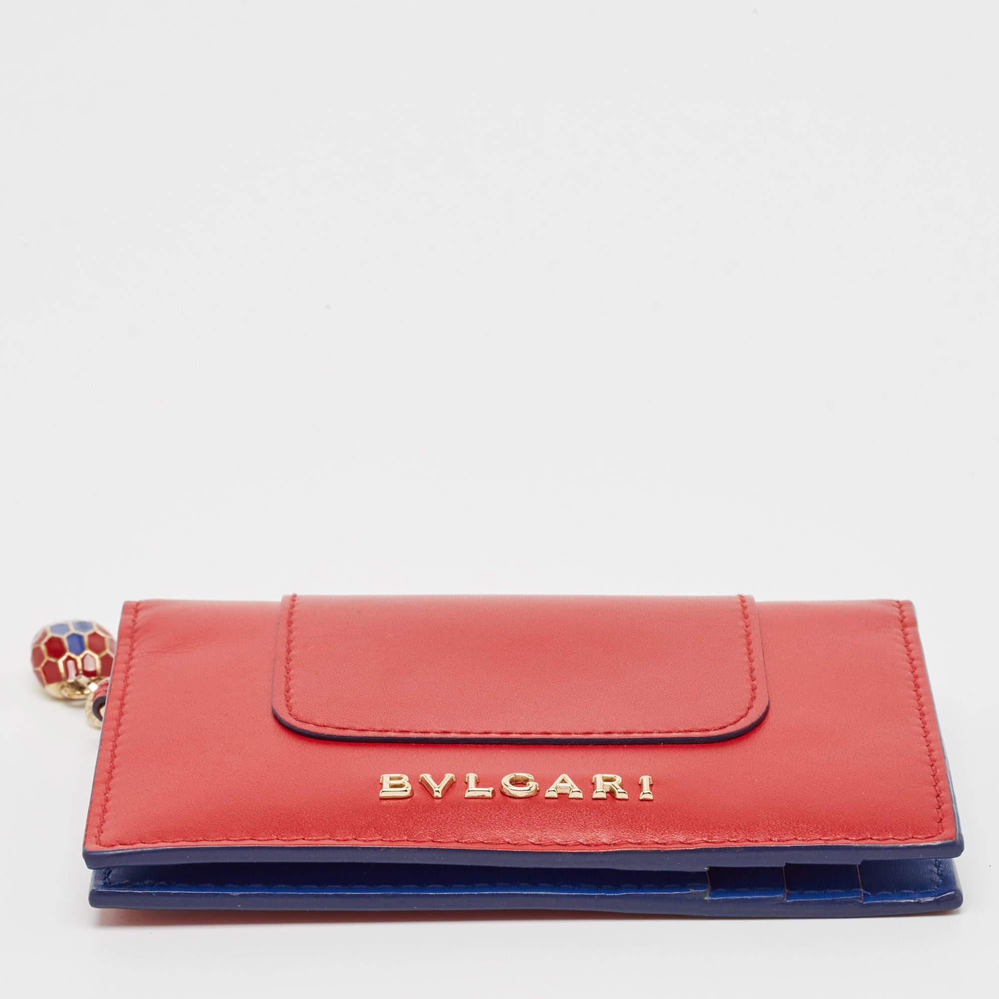 Bvlgari Red Leather Serpenti Forever Bifold Card Case 3