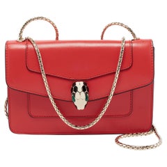 Used Bvlgari Red Leather Serpenti Forever Crossbody Bag