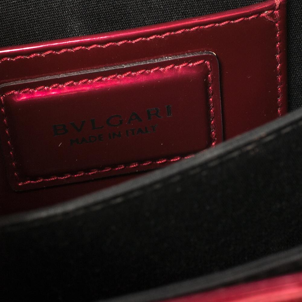 Bvlgari Rote Metallic Leder Serpenti Forever Klappe Top Handle Tasche 4