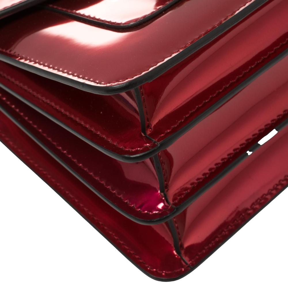 Bvlgari Red Metallic Leather Serpenti Forever Flap Top Handle Bag 2