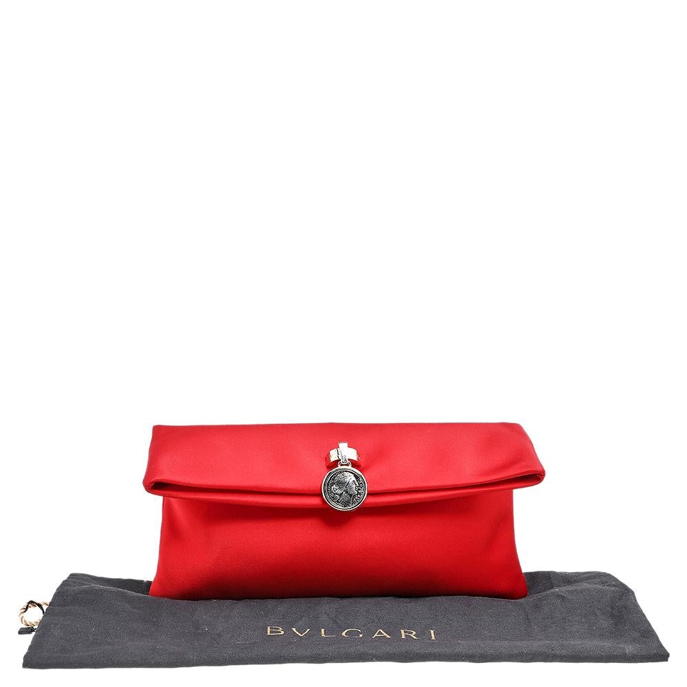 Bvlgari Red Satin Monete Clutch 5