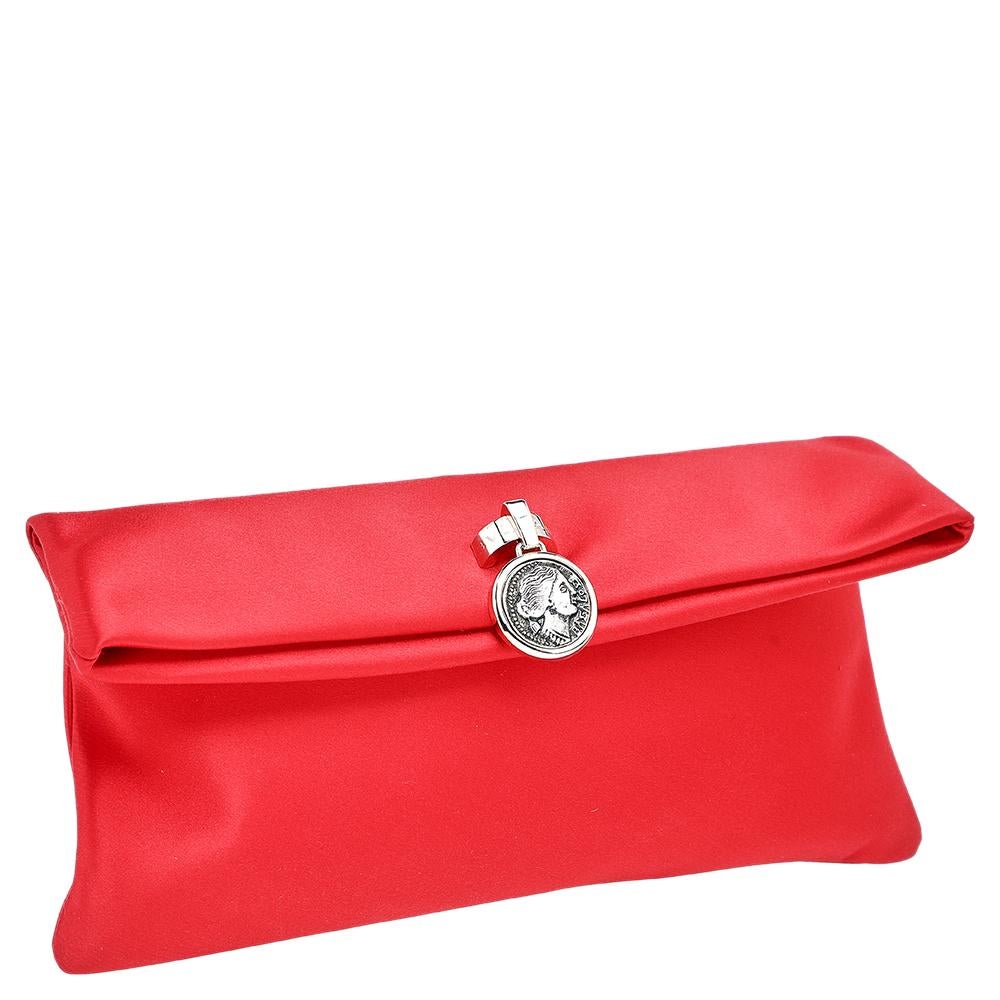 red satin clutch