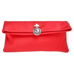 Bvlgari Red Satin Monete Clutch