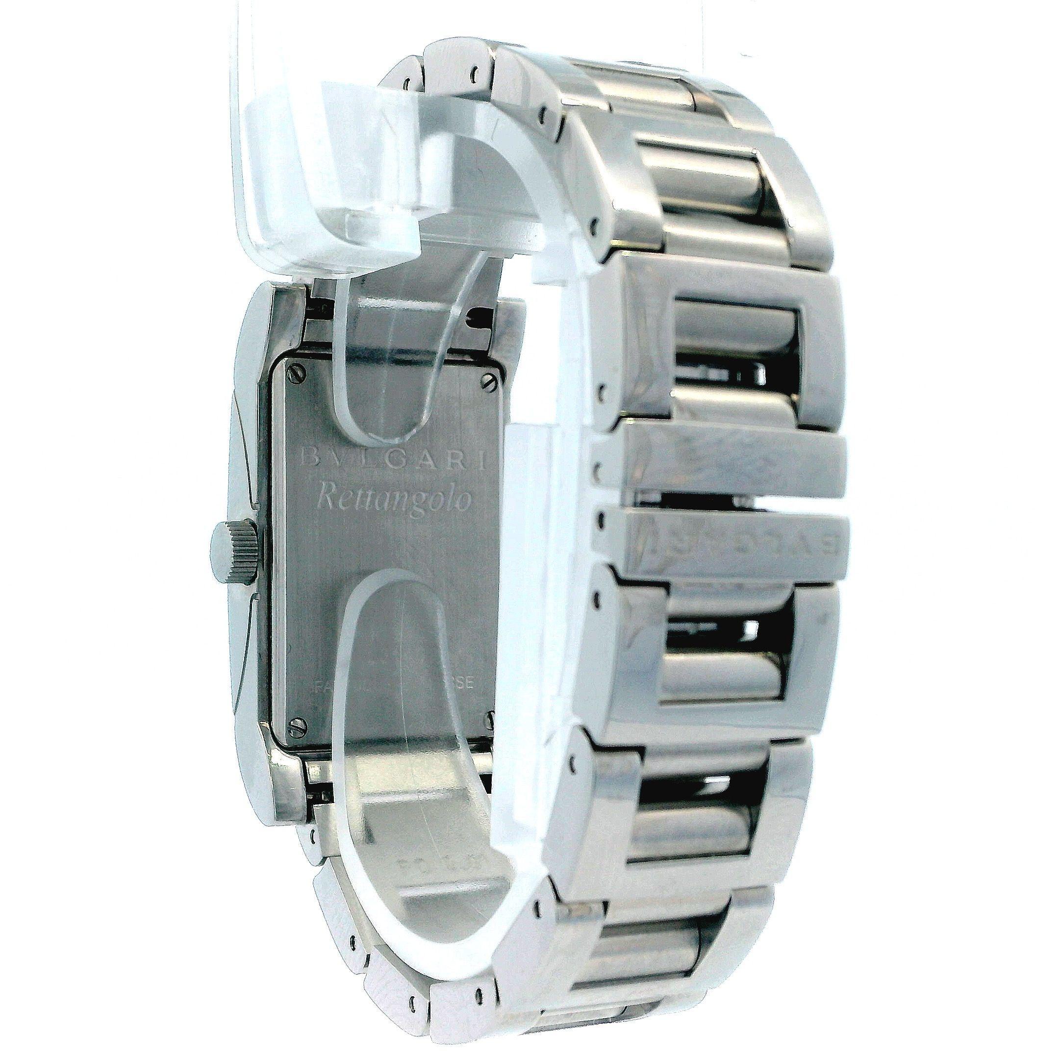 Bvlgari Rettangelo Steel Silver Dial Ladies Watch For Sale 2