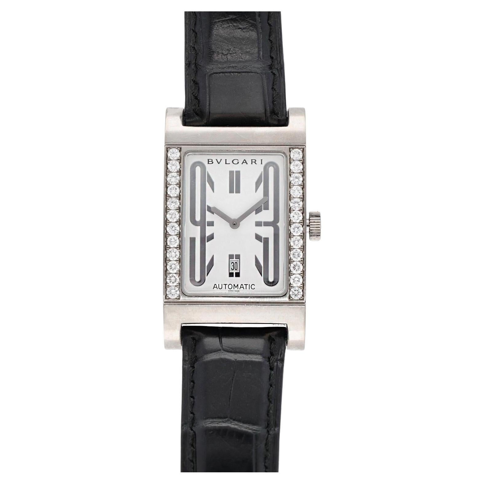 BVLGARI Rettangolo 18K White Gold Diamond Rails