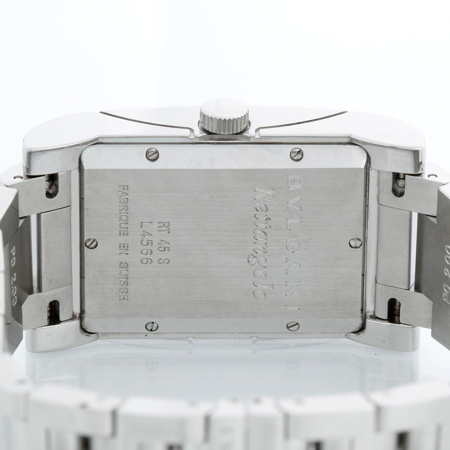 Bvlgari Rettangolo Midsize-Uhr aus Edelstahl RT 45S im Zustand „Hervorragend“ in Dallas, TX