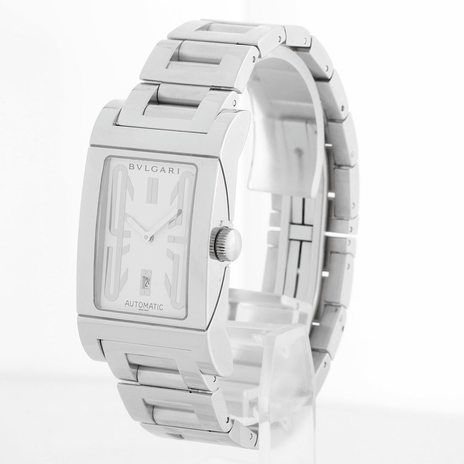 Bvlgari Rettangolo Midsize-Uhr aus Edelstahl RT 45S für Damen oder Herren