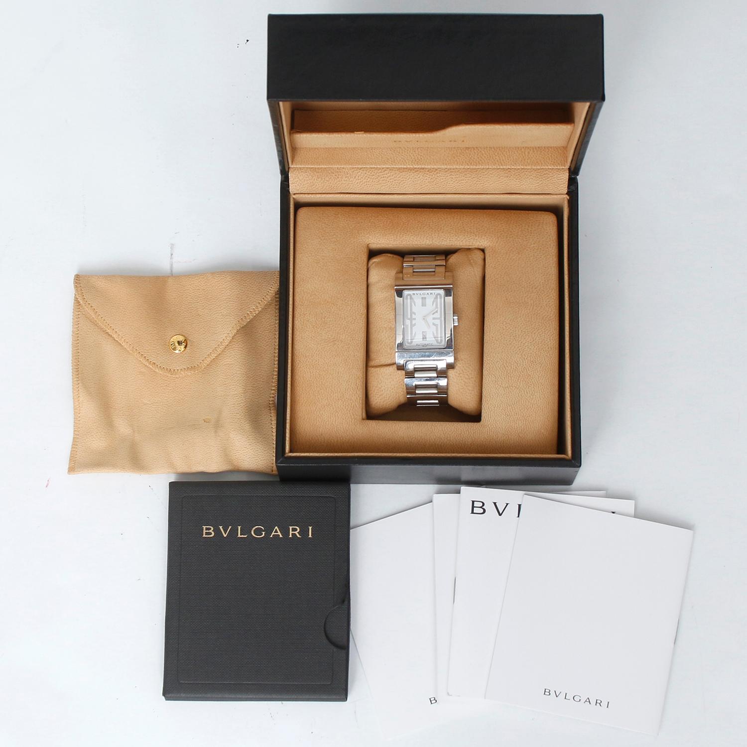 Bvlgari Rettangolo Midsize-Uhr aus Edelstahl RT 45S 2
