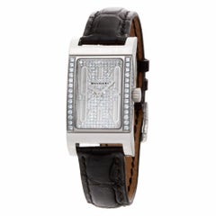 Bvlgari Rettangolo RT W39 G 18 Karat Gold, Pave Diamond Silver Dial/Bezel Quartz