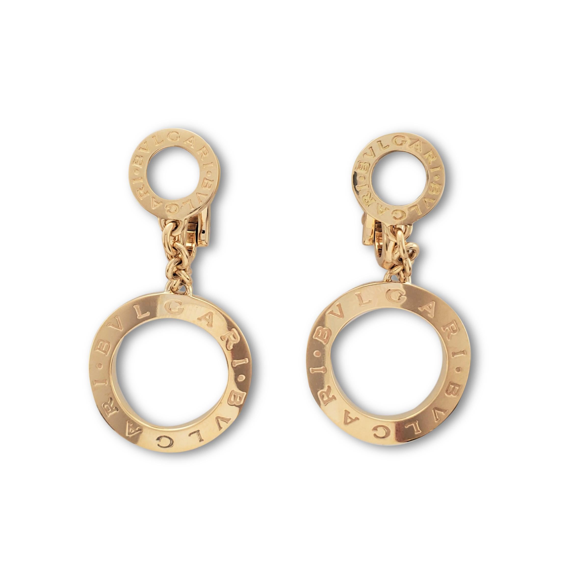 Bvlgari 'Reva' Tropfenohrringe aus Gelbgold und Perlmutt mit offener Scheibe (Rundschliff)