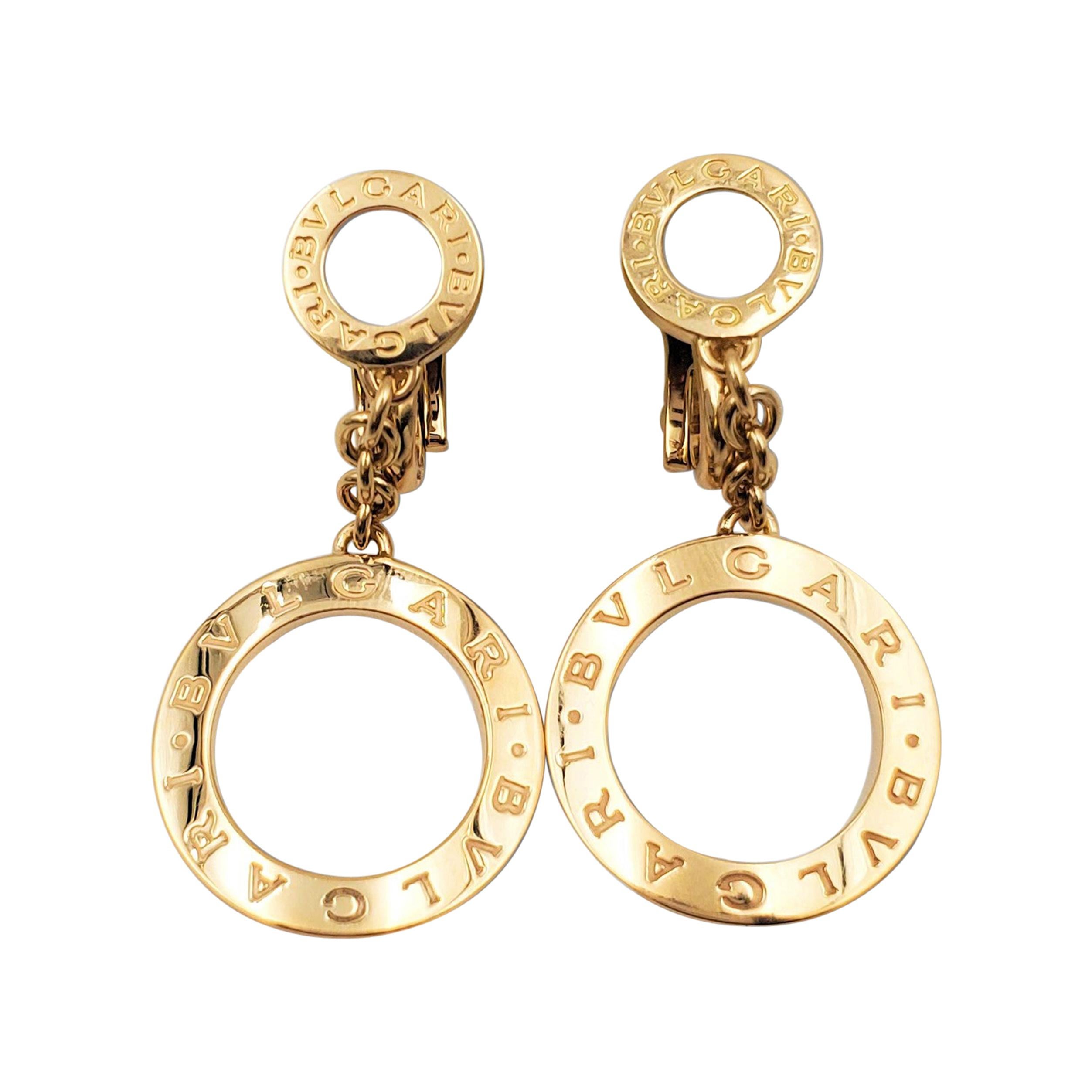 Bvlgari 'Reva' Yellow Gold and Mother-of-Pearl Open Disc Drop Earrings