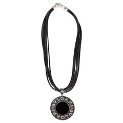 Bvlgari Reversible 18K Gold Steel Onyx Mother of Pearl Tondo Pendant Necklace