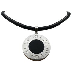 Bvlgari Reversible Yellow Gold and Steel with Mother of Pearl and Onyx Pendant L