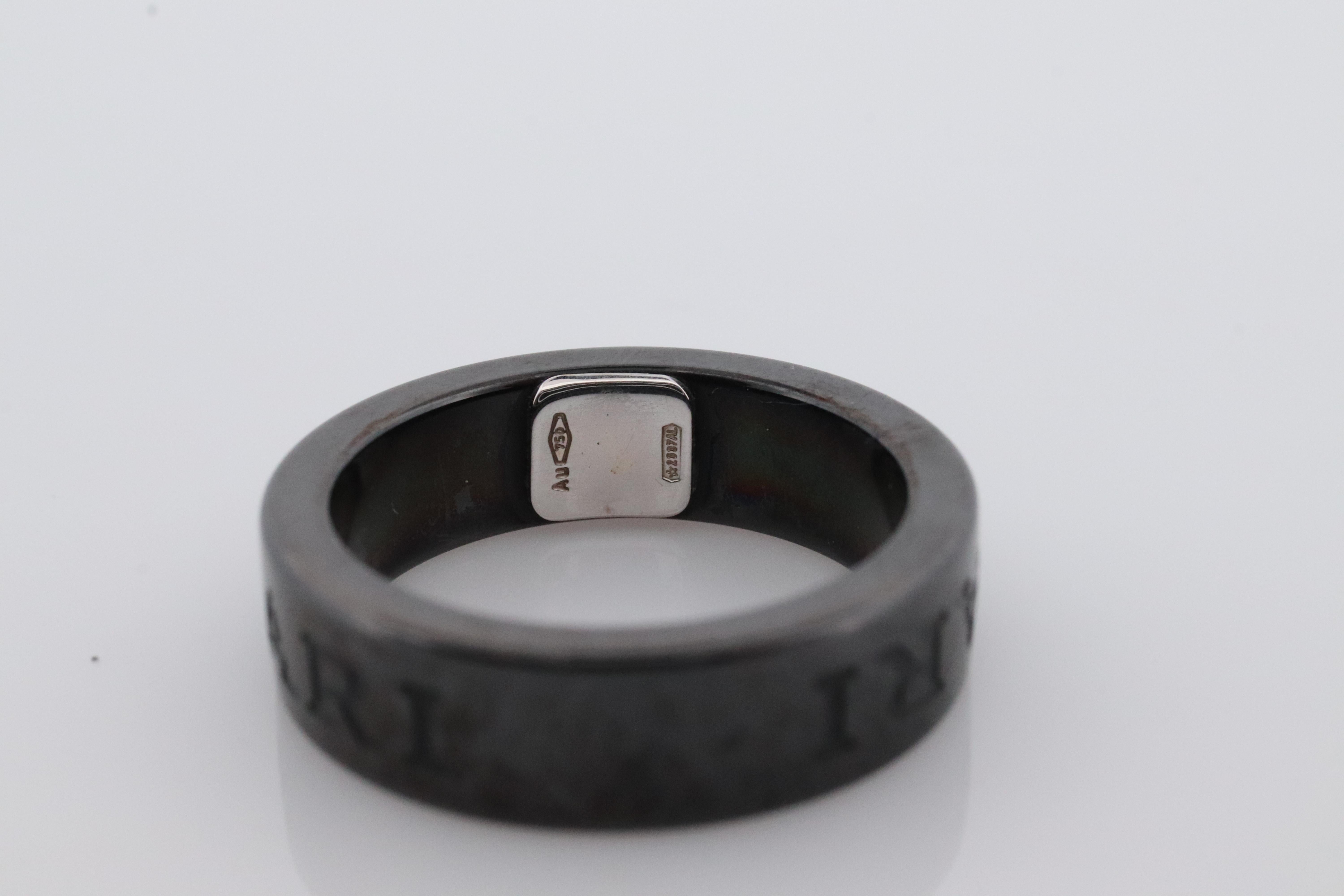 Bvlgari Ring. Black Ceramic Diamond Solitaire. Certified Genuine Bvlgari 1
