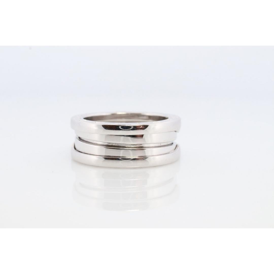 Vintage from the 1980s
Size: 6.5 US

Materials: Gold, Platinum, Silver

Bvlgari Bulgari B Zero1 18k 750 White Gold Ring

Authentic

Condition: Shows some patina. Very little if any scratches

Details:
7mm wide
8.8grams