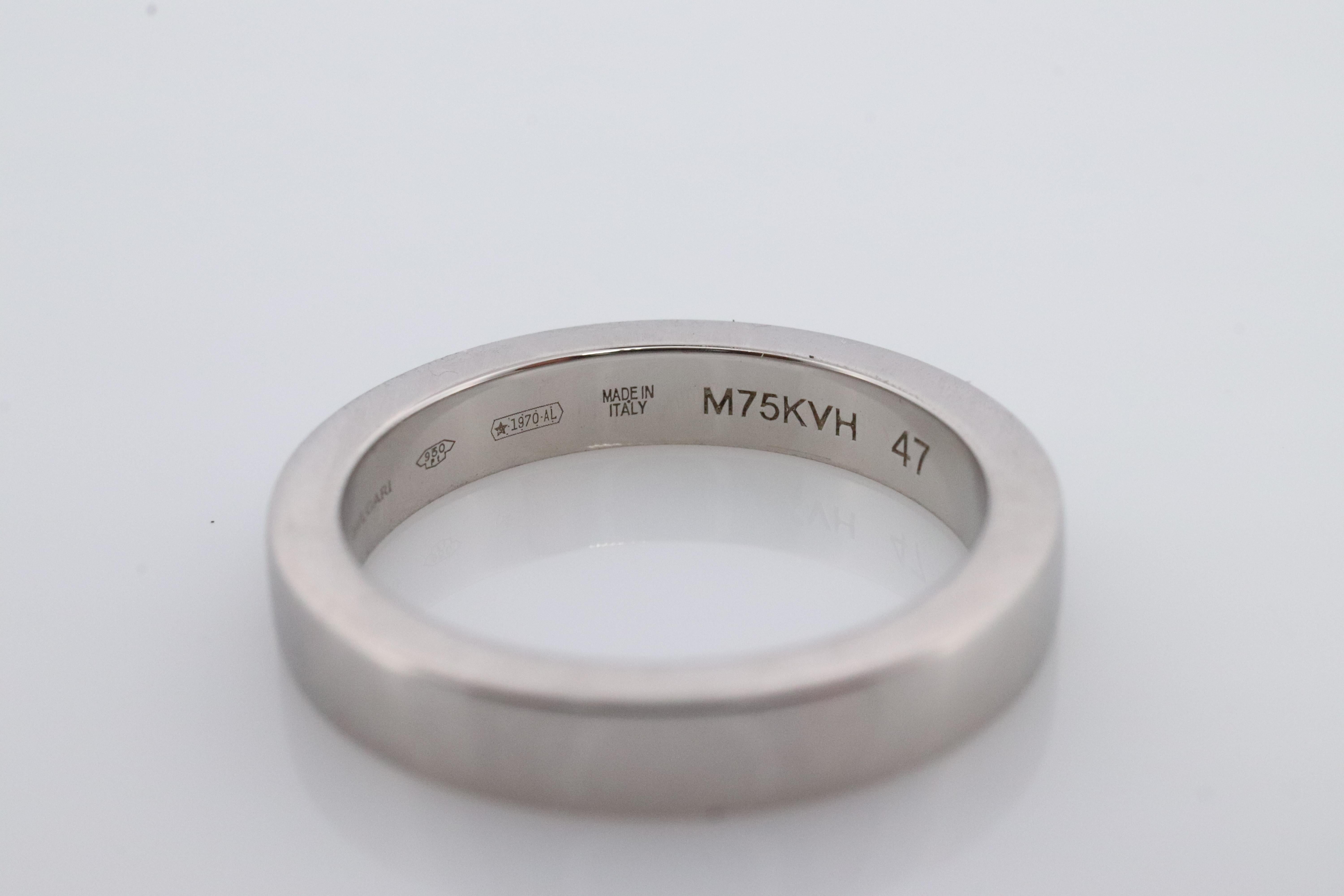 Bvlgari Ring. Bulgari Marry ME Platinum plain Band Pt950 Flat Genuine Bvlgari In Good Condition For Sale In Port Charlotte, FL