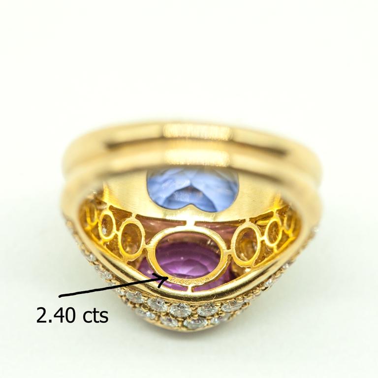Bvlgari Ring in Gold with Diamonds, Pink and Blue Sapphires 4