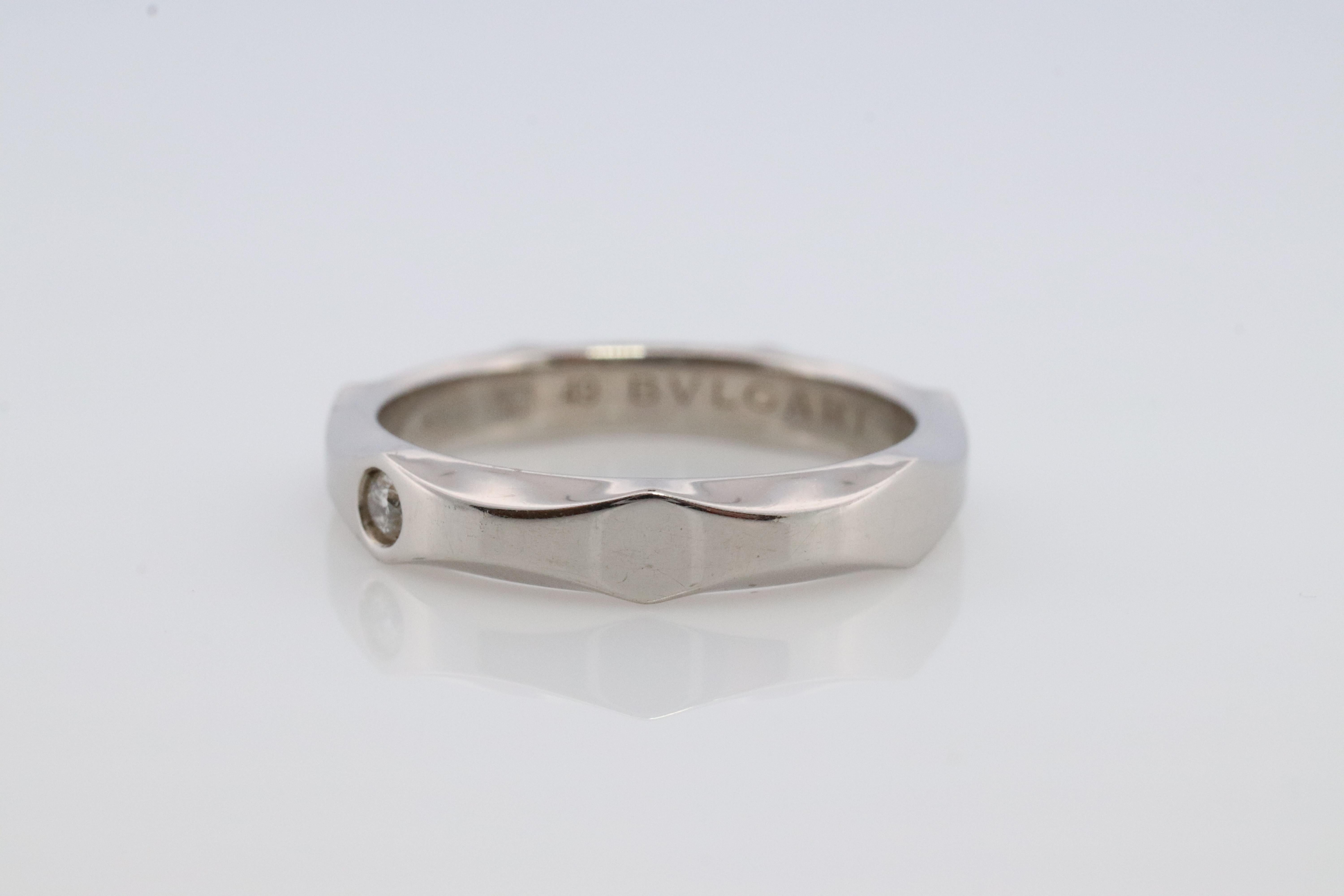 Donna Anello Bvlgari. Infinito PT950 Platino Diamante solitario Bulgari Band. in vendita