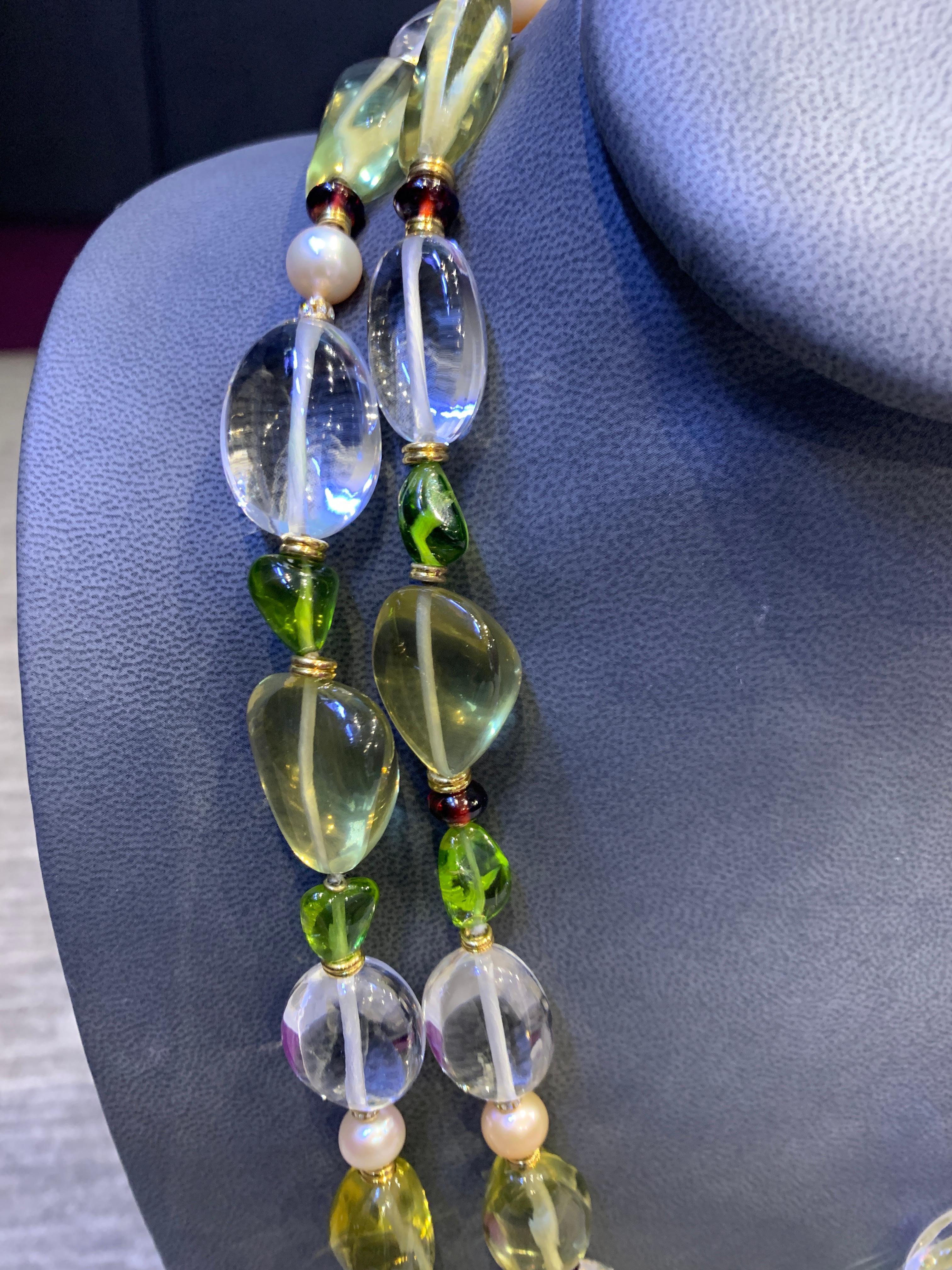 Collana di cristalli di rocca, tormalina e peridoto Bvlgari in vendita 5