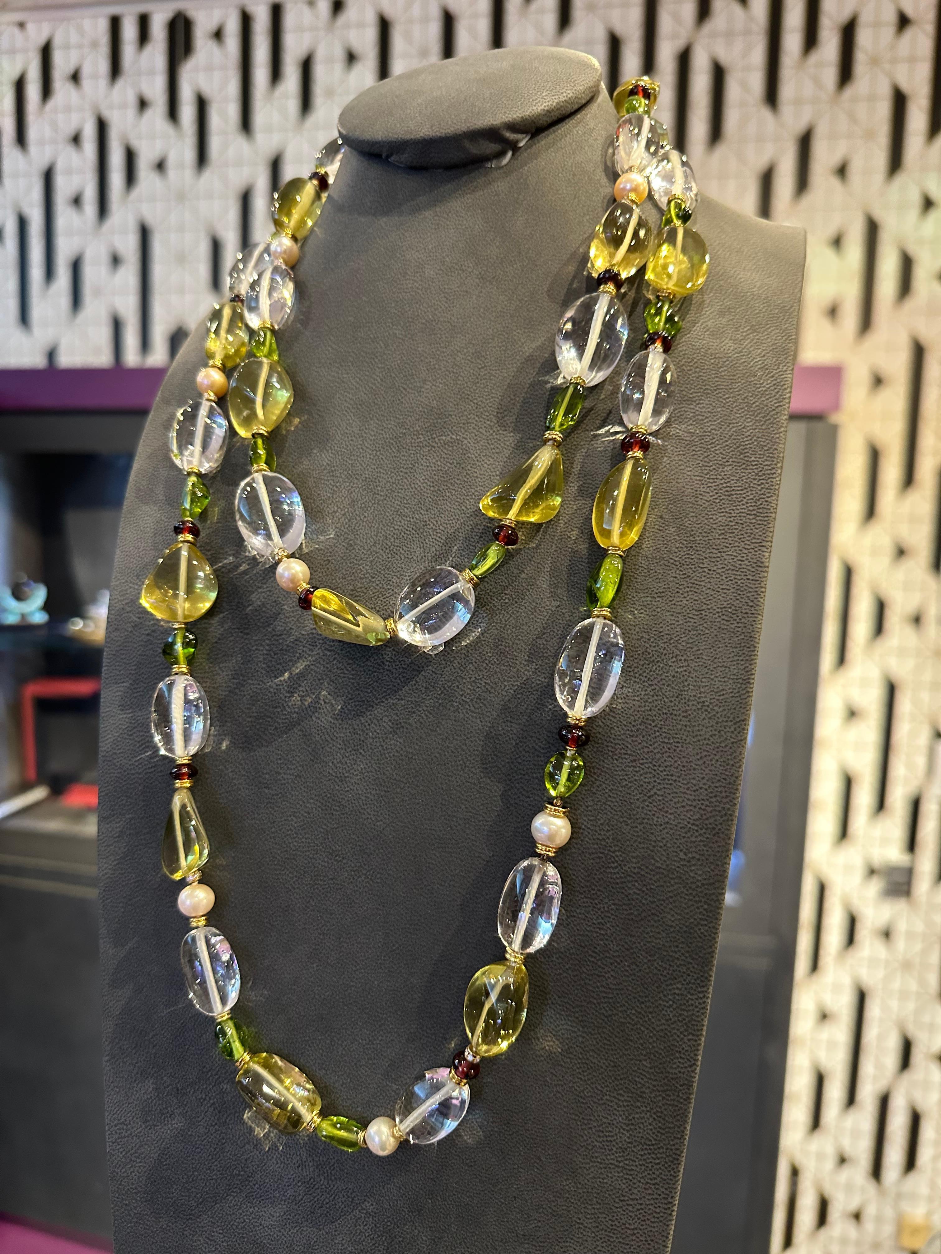 Collana di cristalli di rocca, tormalina e peridoto Bvlgari in vendita 8