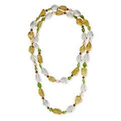 Bvlgari Rock Crystal Tourmaline & Peridot Bead Necklace