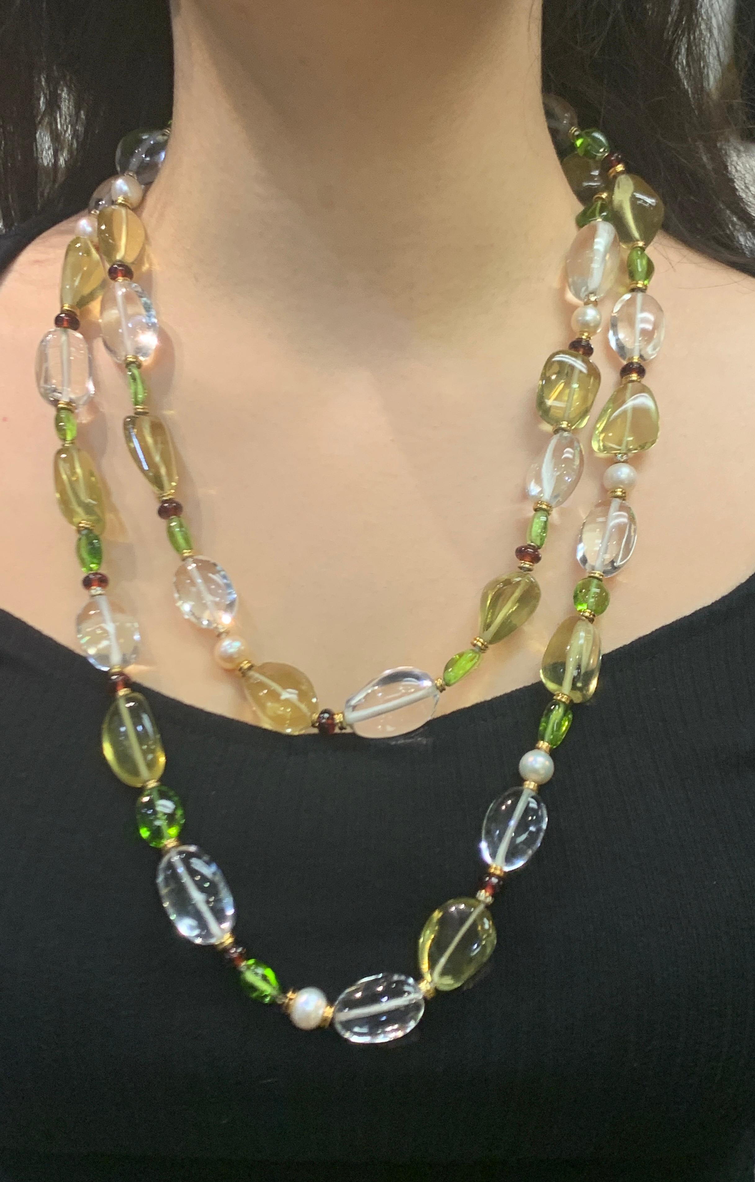 Perlina Collana di cristalli di rocca, tormalina e peridoto Bvlgari in vendita