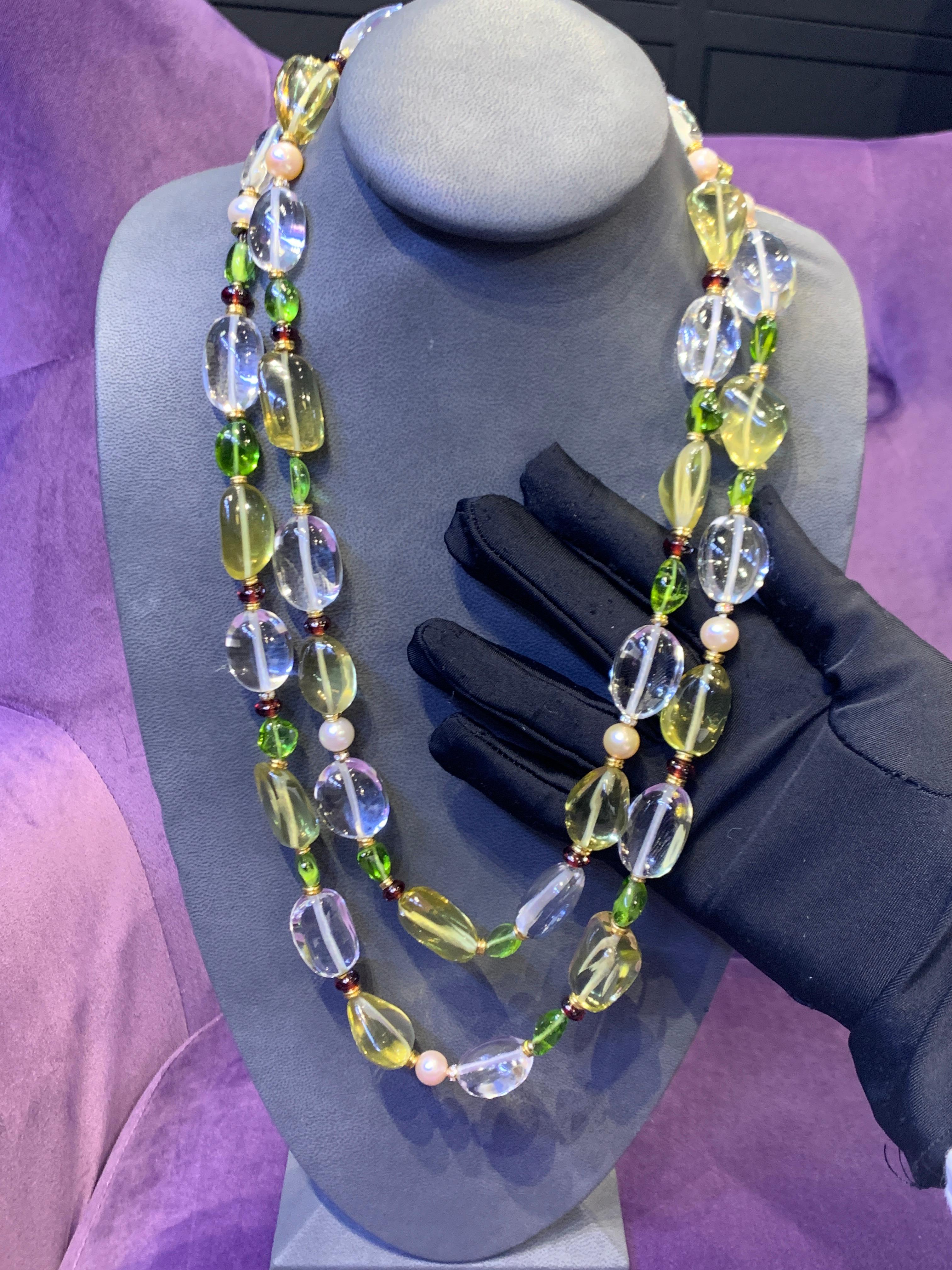Donna Collana di cristalli di rocca, tormalina e peridoto Bvlgari in vendita