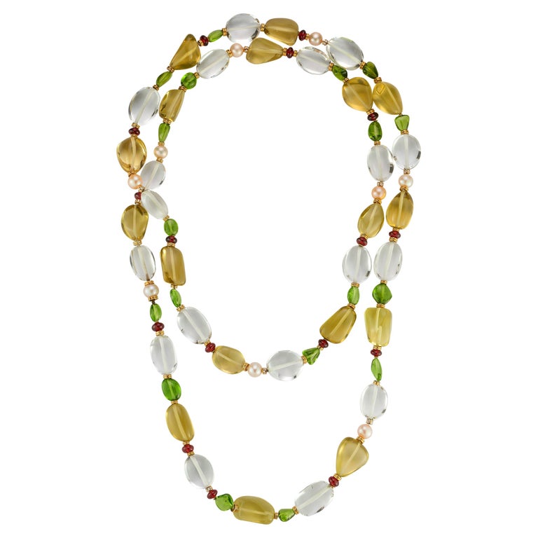 Bvlgari Rock Crystal Tourmaline & Peridot Bead Necklace