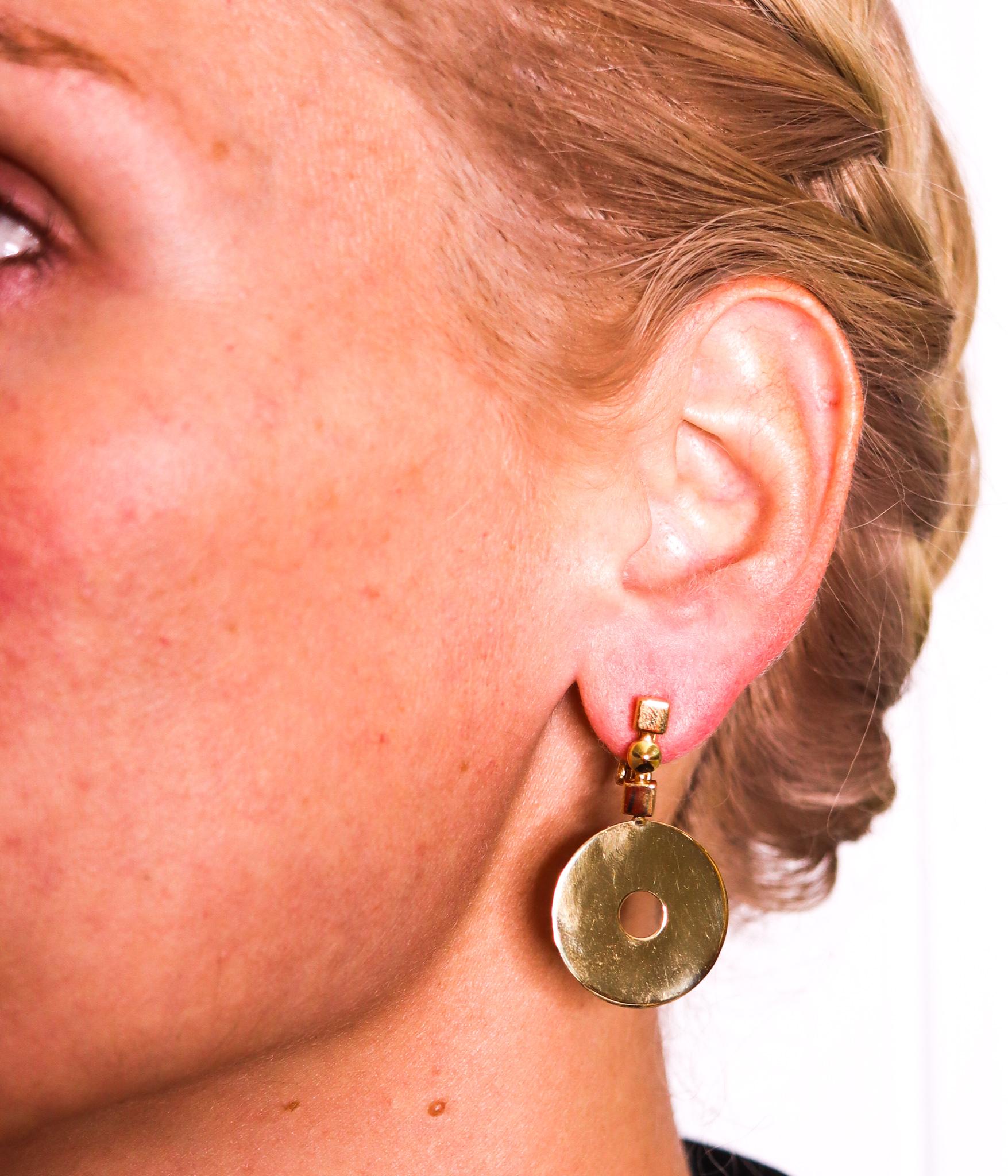 Women's Bvlgari Roma 18Kt Yellow Gold Lucea Geometric Circles Drop Earrings