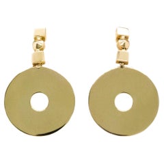 Bvlgari, boucles d'oreilles pendantes Roma en or jaune 18 carats avec cercles géométriques Lucea