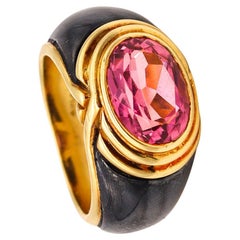 Vintage Bvlgari Roma 1970 Cocktail Ring in 18Kt Yellow Gold with 3.92 Ct Pink Tourmaline