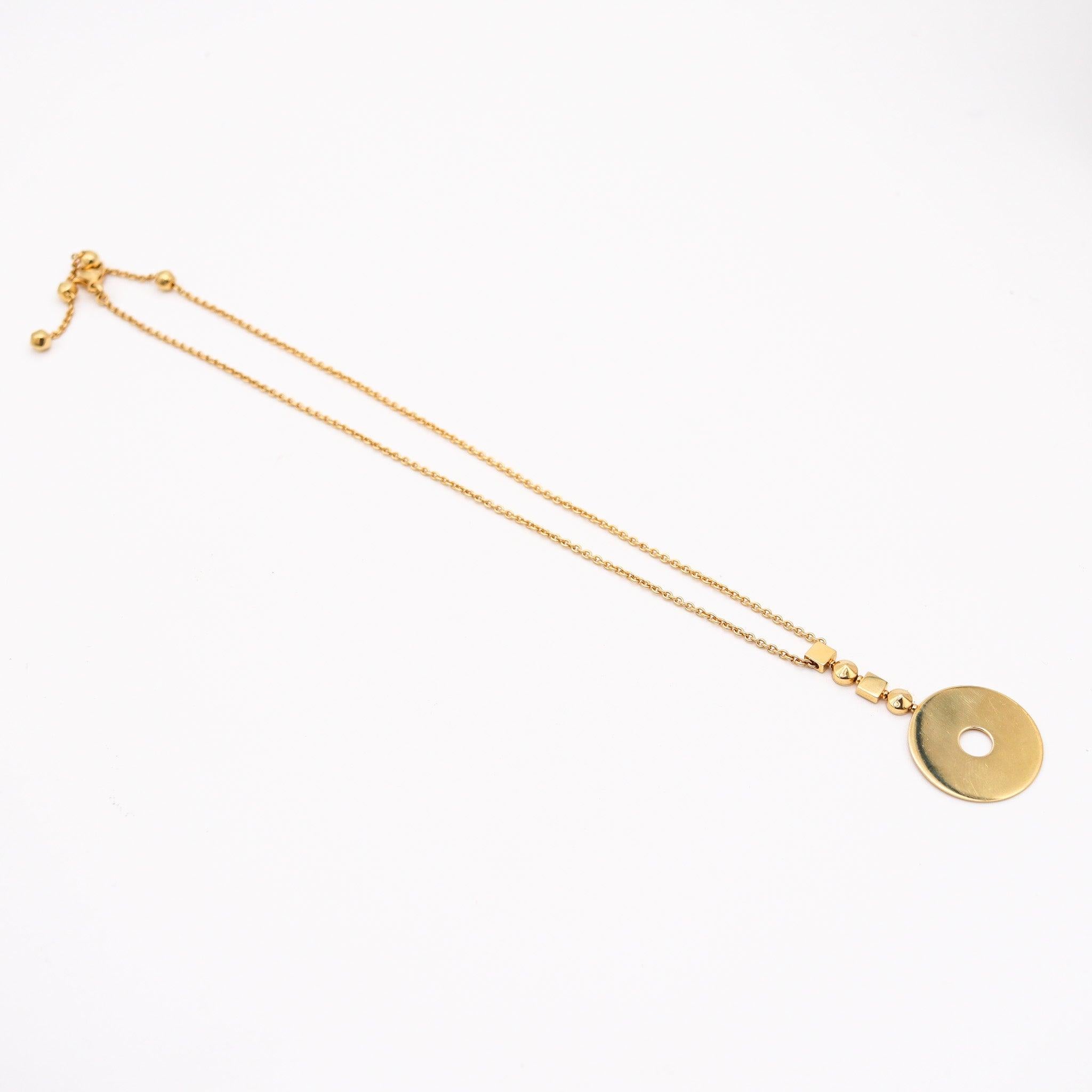 BVLGARI Roma 1970 Geometrische Anhänger Halskette Kette in massivem 18Kt Gelbgold (Modernistisch) im Angebot