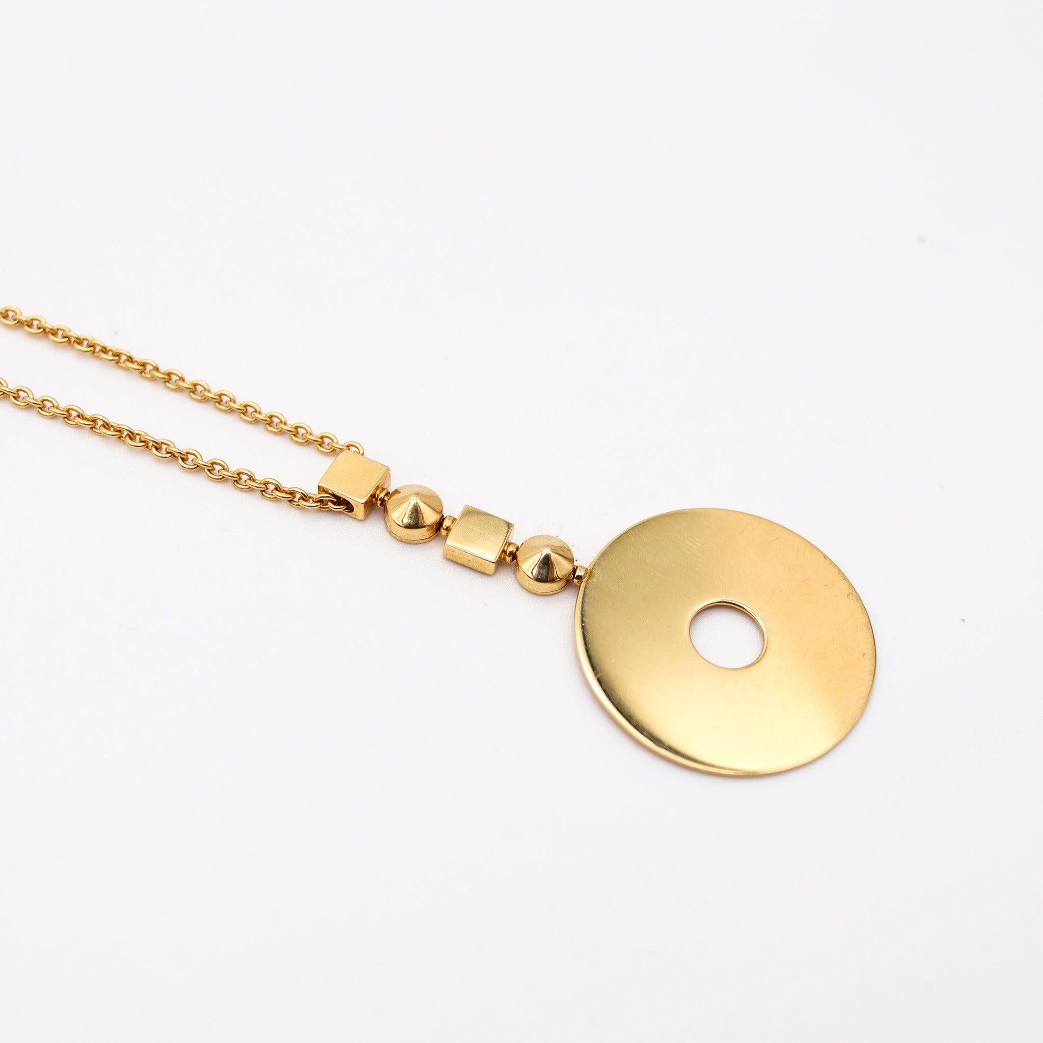 BVLGARI Roma 1970 Geometrische Anhänger Halskette Kette in massivem 18Kt Gelbgold im Zustand „Hervorragend“ im Angebot in Miami, FL