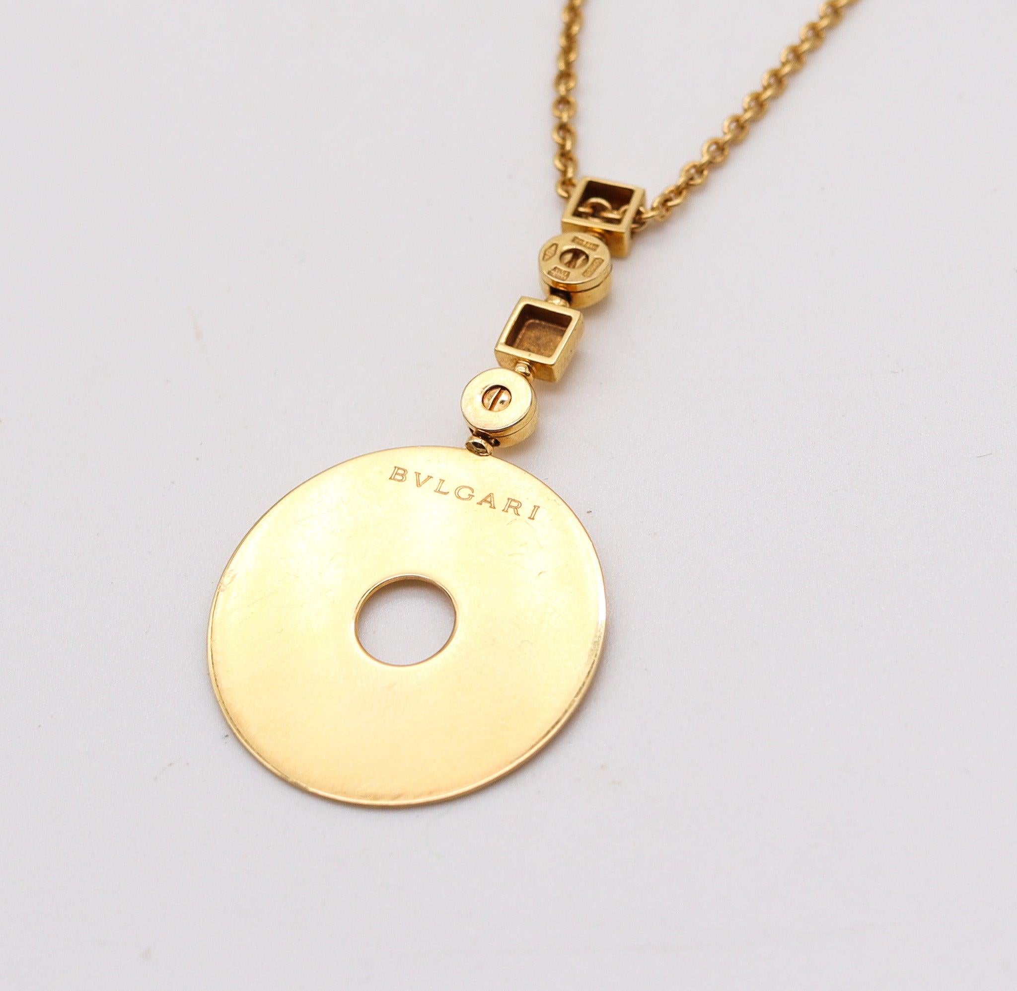 BVLGARI Roma 1970 Geometrische Anhänger Halskette Kette in massivem 18Kt Gelbgold Damen im Angebot