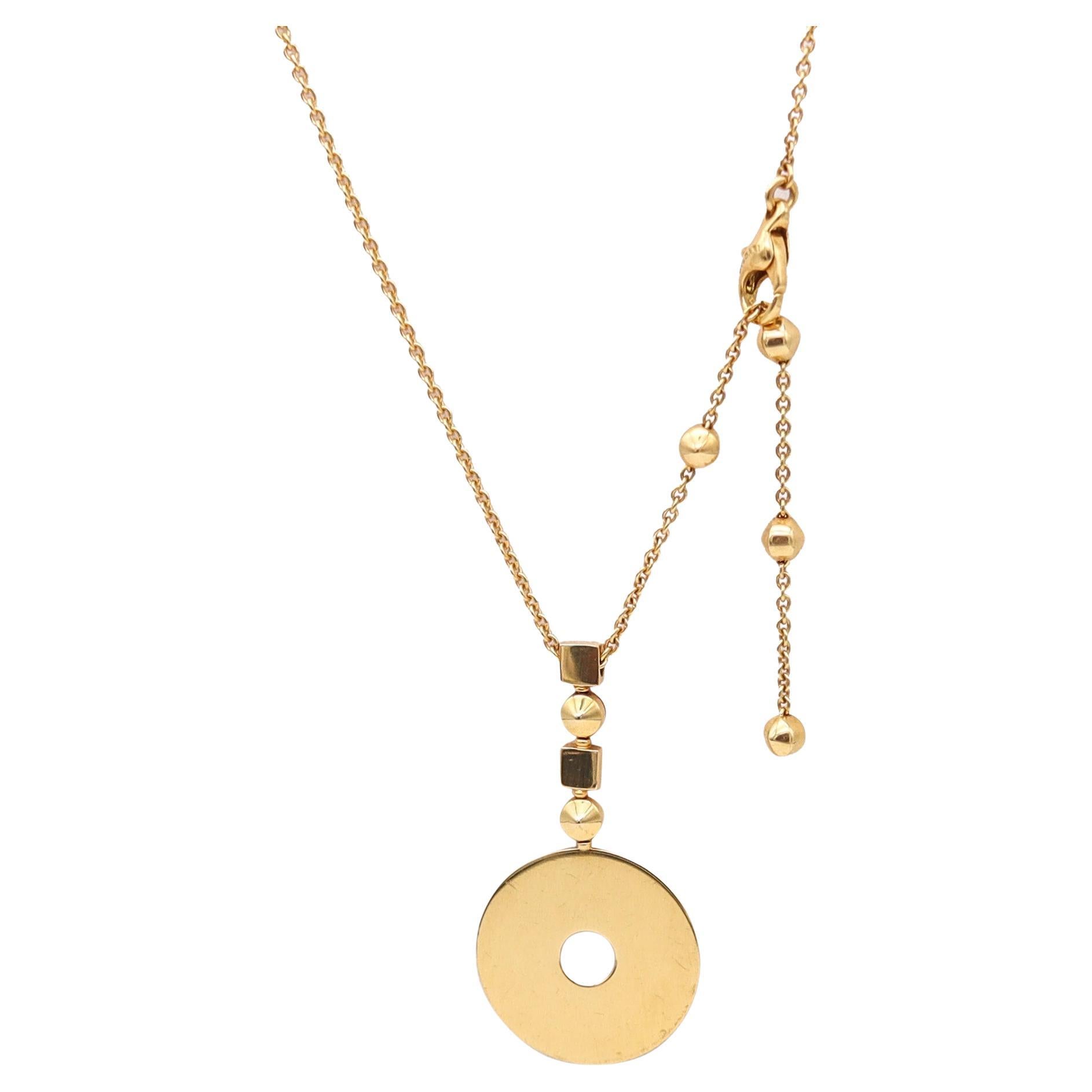 BVLGARI Roma 1970 Geometrische Anhänger Halskette Kette in massivem 18Kt Gelbgold im Angebot