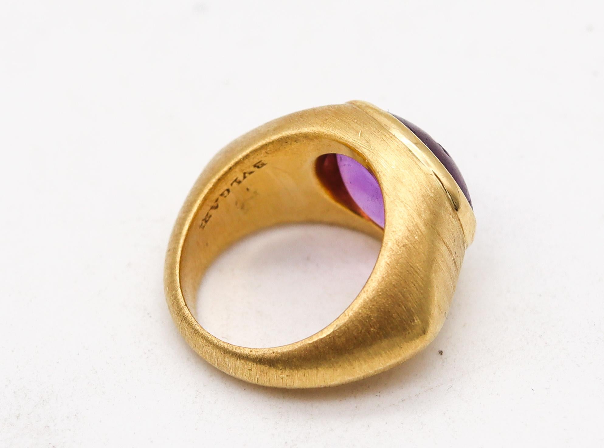 Mixed Cut Bvlgari Roma 1970 Intaglio Signet Ring In 20Kt  & 18Kt Gold With Ancient Carving