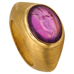 Bvlgari Roma 1970 Intaglio Signet Ring In 20Kt  & 18Kt Gold With Ancient Carving