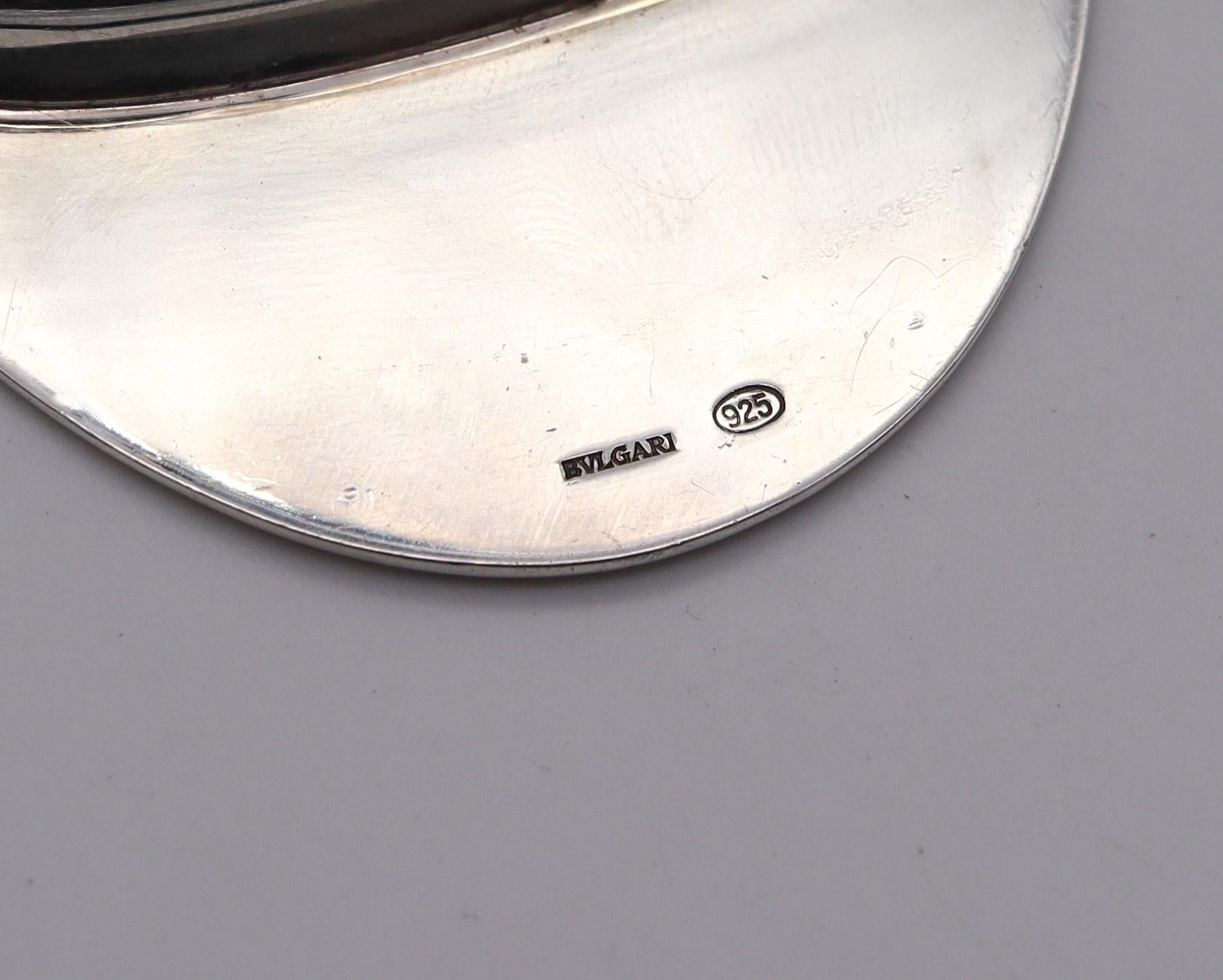 Bvlgari Roma 1970 Modernist Geometric Oval Tray in Solid .925 Sterling Silver In Excellent Condition In Miami, FL