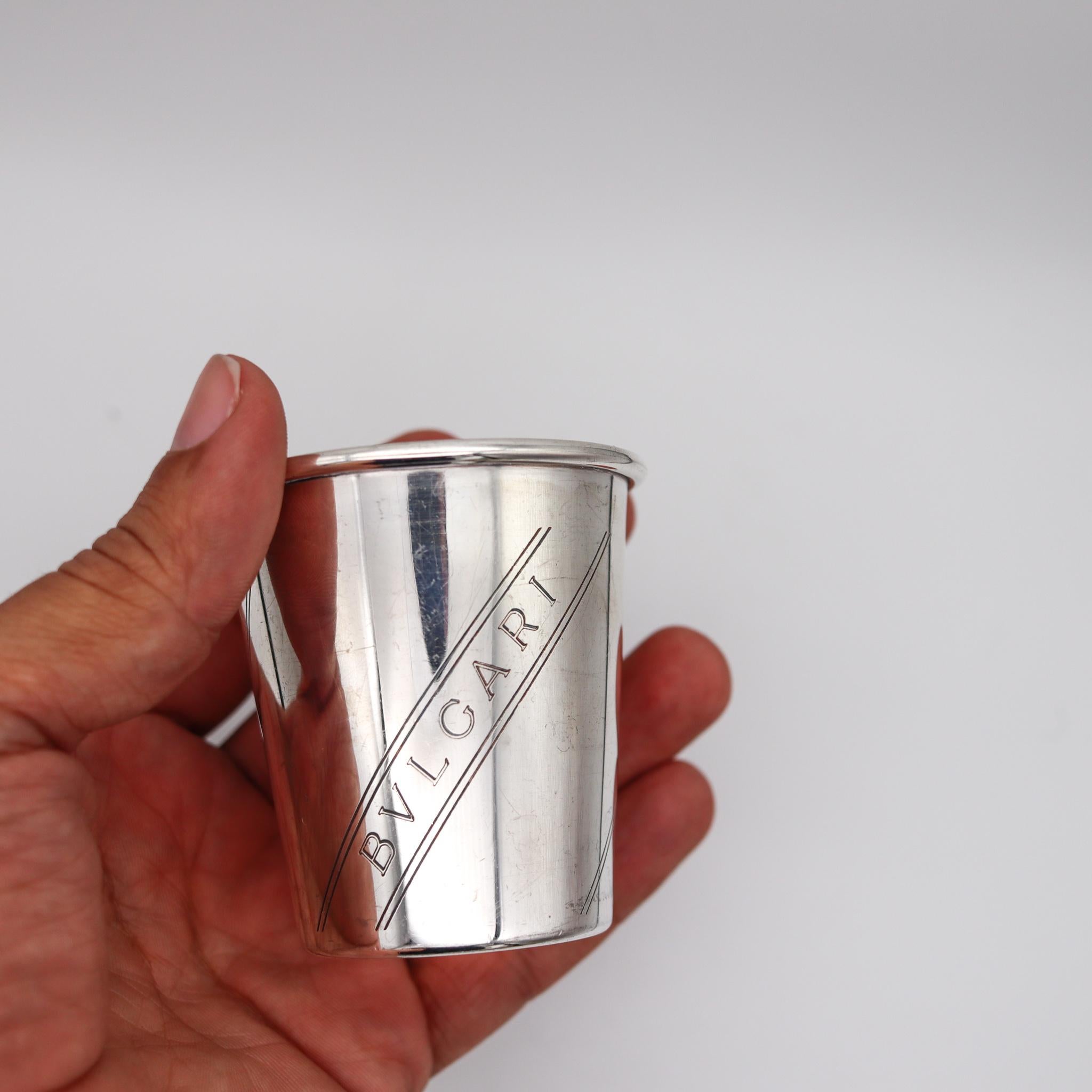 Bvlgari Roma 1970 Modernist Shot Cup Becher in massivem .925 Sterling Silber im Zustand „Hervorragend“ im Angebot in Miami, FL