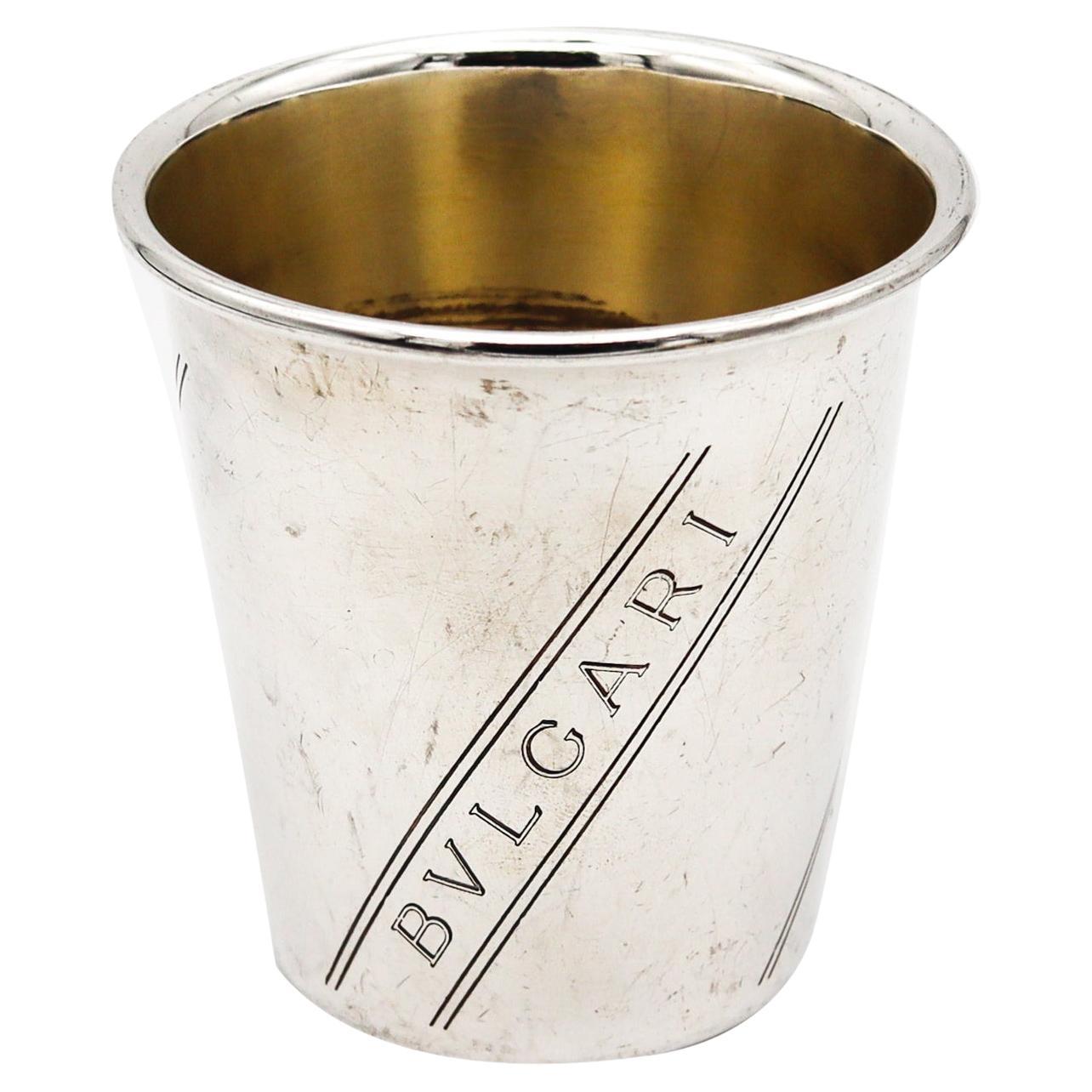 Bvlgari Roma 1970 Modernist Shot Cup Tumbler in Solid .925 Sterling Silver For Sale