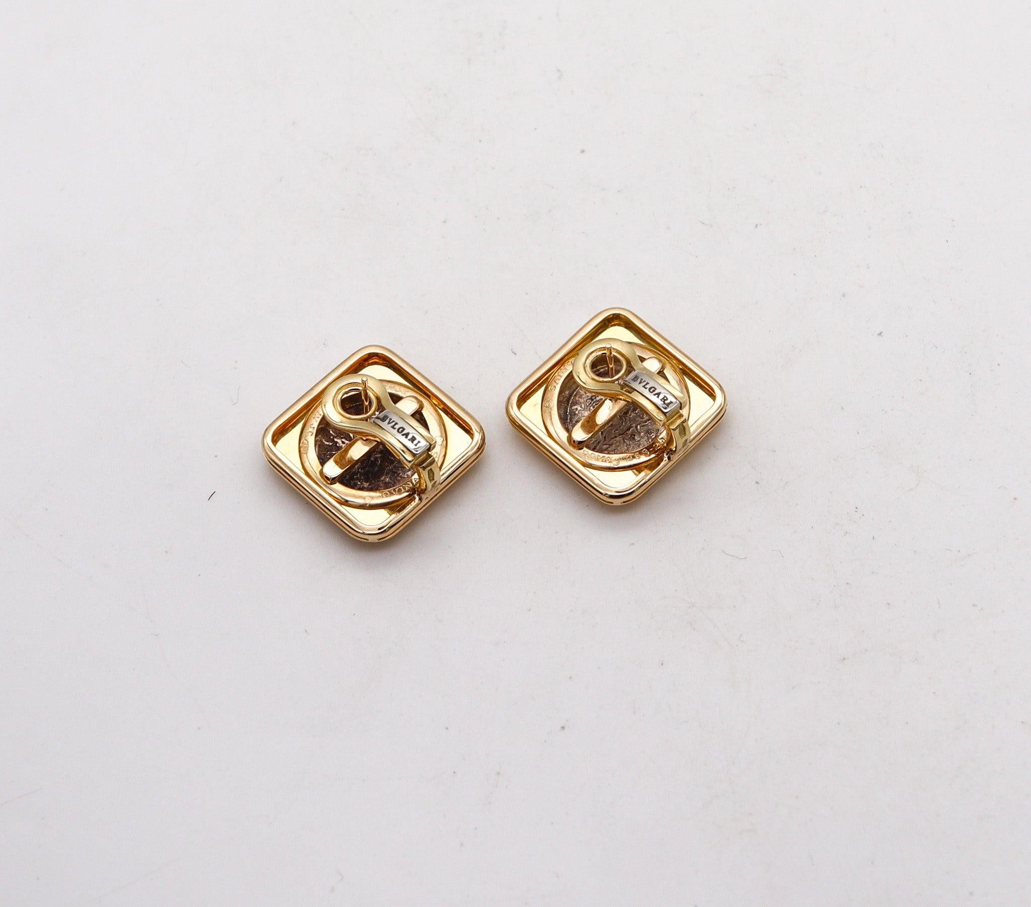 BVLGARI Boucles d'oreilles Roma 1970 Moneta 268 BC Roman Coins en or jaune 18Kt Excellent état - En vente à Miami, FL