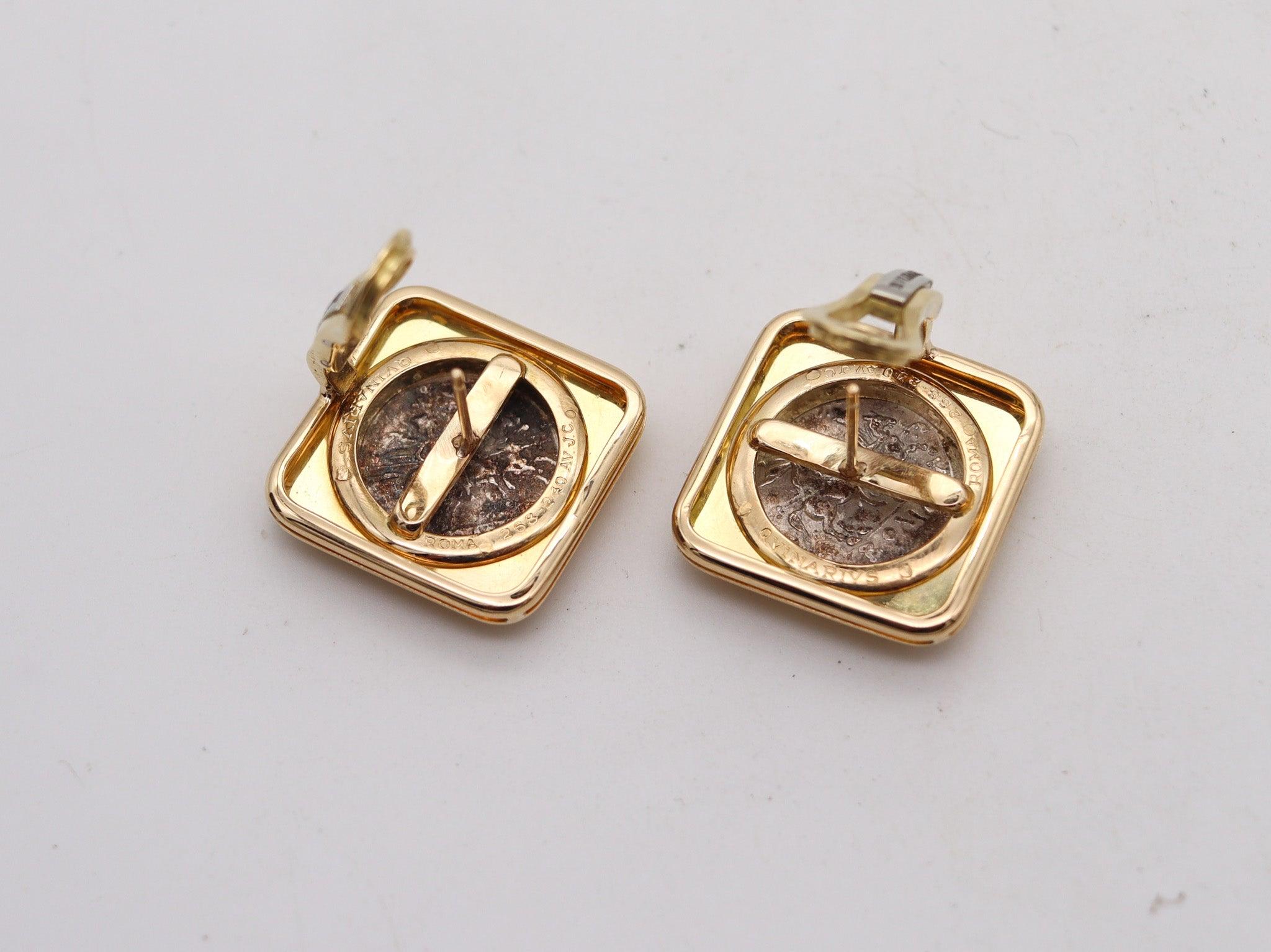 BVLGARI Boucles d'oreilles Roma 1970 Moneta 268 BC Roman Coins en or jaune 18Kt Pour femmes en vente