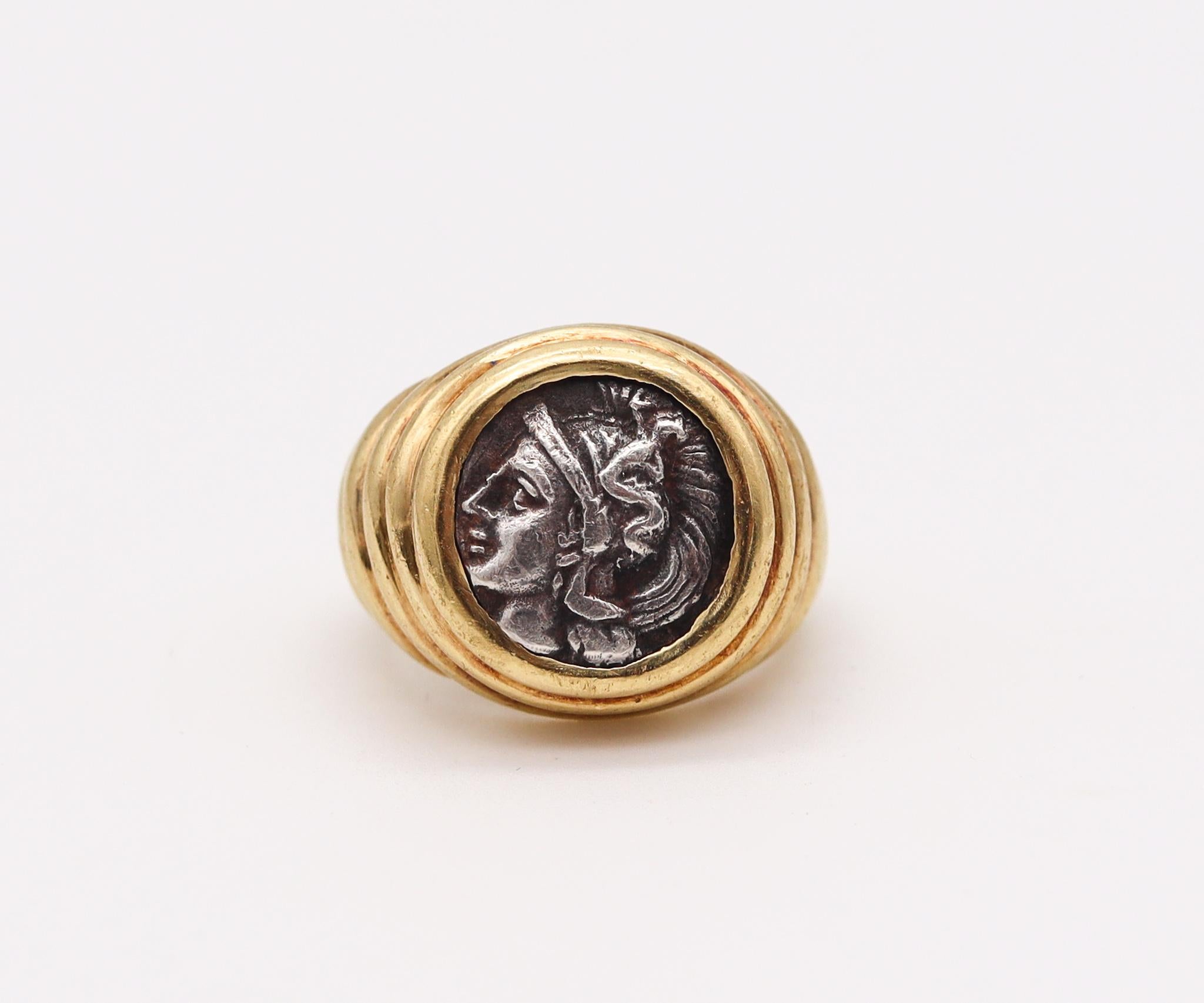 Bvlgari Roma 1970 Moneta Ring 18Kt Gold Antikes Griechenland 380-325 v. Chr. Tarentum Münze (Klassisch-griechisch)