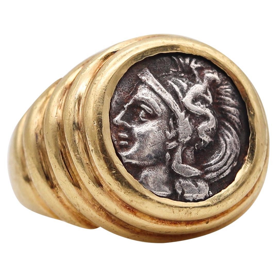 Bvlgari Roma 1970 Moneta Ring 18Kt Gold Antikes Griechenland 380-325 v. Chr. Tarentum Münze