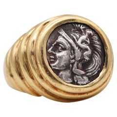 Bvlgari Roma 1970 Moneta Ring 18Kt Gold Ancient Greece 380-325 BC Tarentum Coin