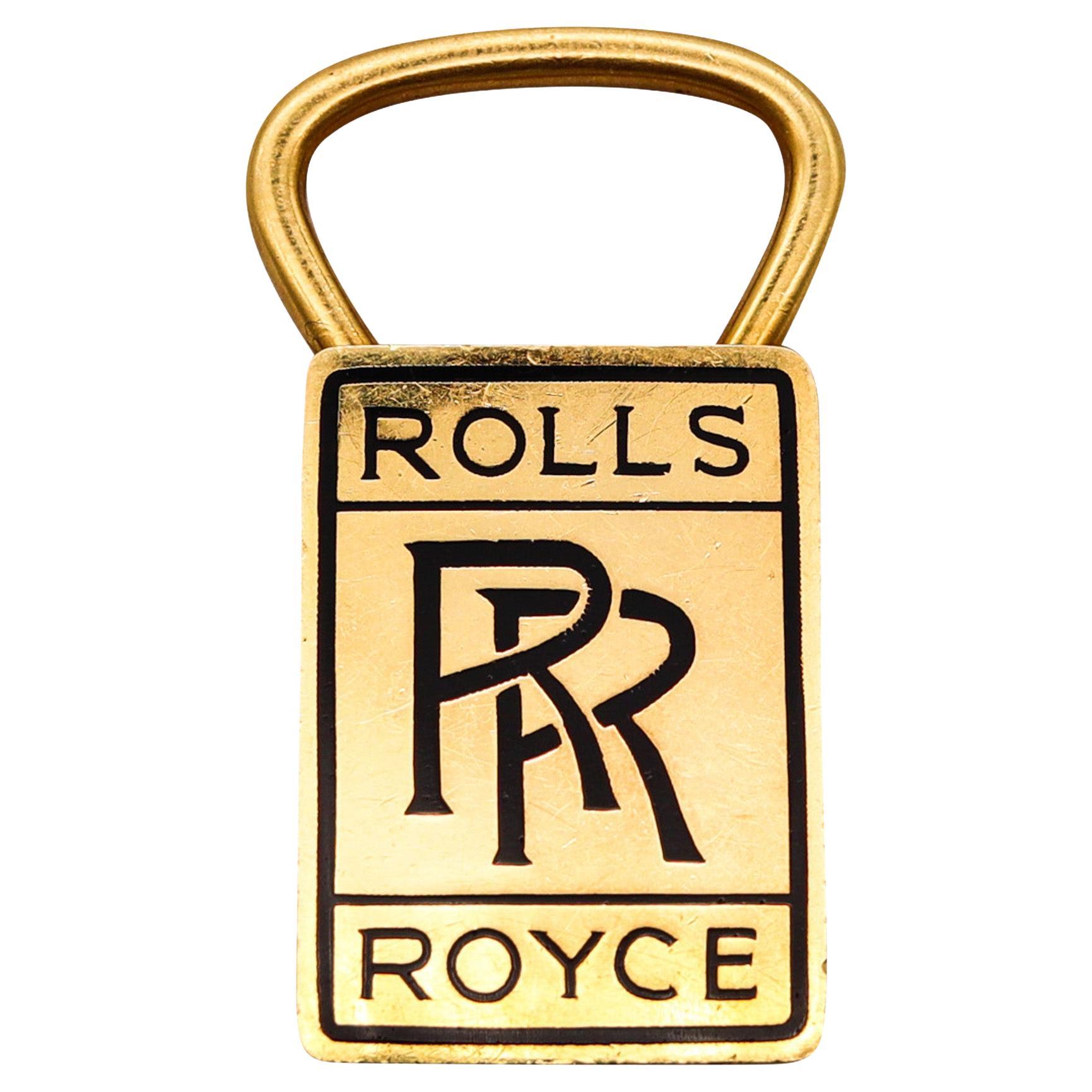 Bvlgari Roma 1970 Rolls Royce Key Chain In 18Kt Yellow Gold With Black Enamel